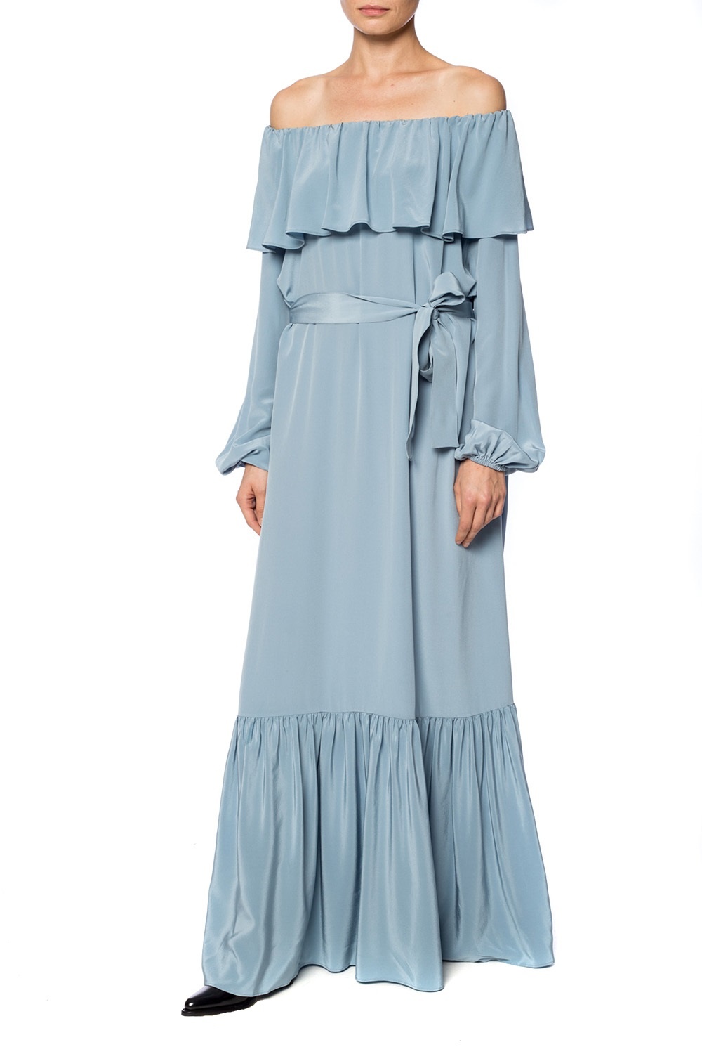 Blue Belted silk dress The Row Vitkac France